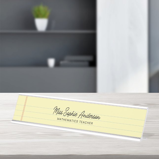 Porte-nom Pour Bureau Style de bloc-notes juridique jaune pour enseignan (Créateur téléchargé)