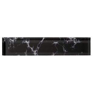 Porte-nom Pour Bureau Style marbre élégant4 - Noir et blanc