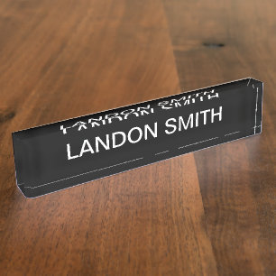 Porte-nom Pour Bureau Style moderne Gras Noir Blanc