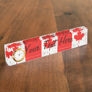 Porte-nom Pour Bureau Style Peinture de la feuille d'érable rouge du Can