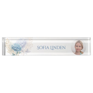 Porte-nom Pour Bureau Styliste des événements Powder Blue Hydrangea Wate