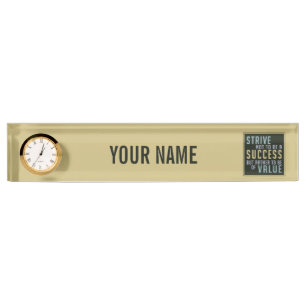 Porte-nom Pour Bureau Succès et valeur Motivation