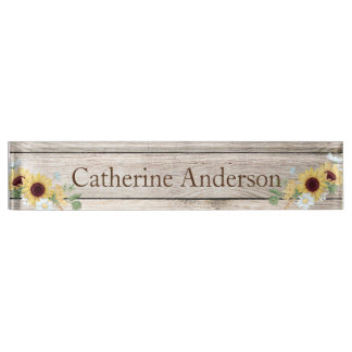 Porte-nom Pour Bureau Sunflowers Country Western Bureau Nom Plaque