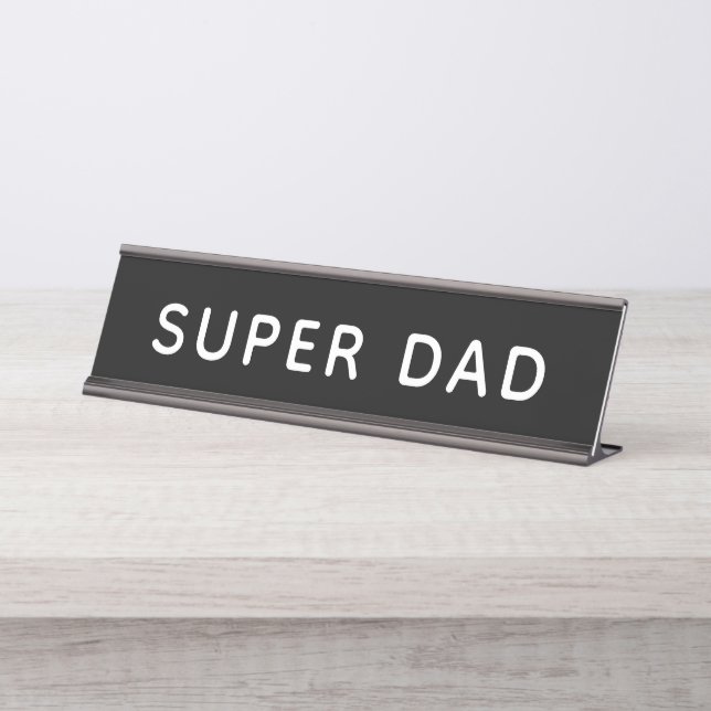 Porte-nom Pour Bureau Super Papa noir (Devant)