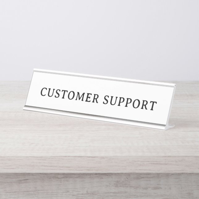 Porte-nom Pour Bureau SUPPORT CLIENTÈLE | Moderne Professionnel (Devant)