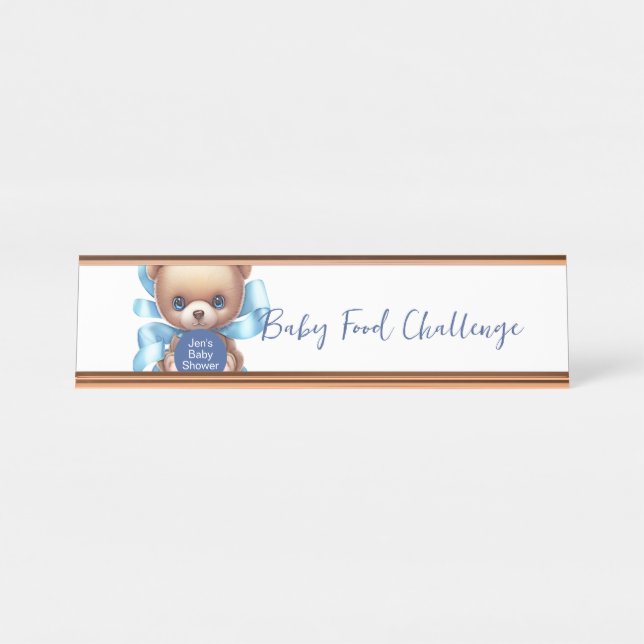 Porte-nom Pour Bureau SYMBOLE Baby shower Bleu Ours Teddy (Devant)