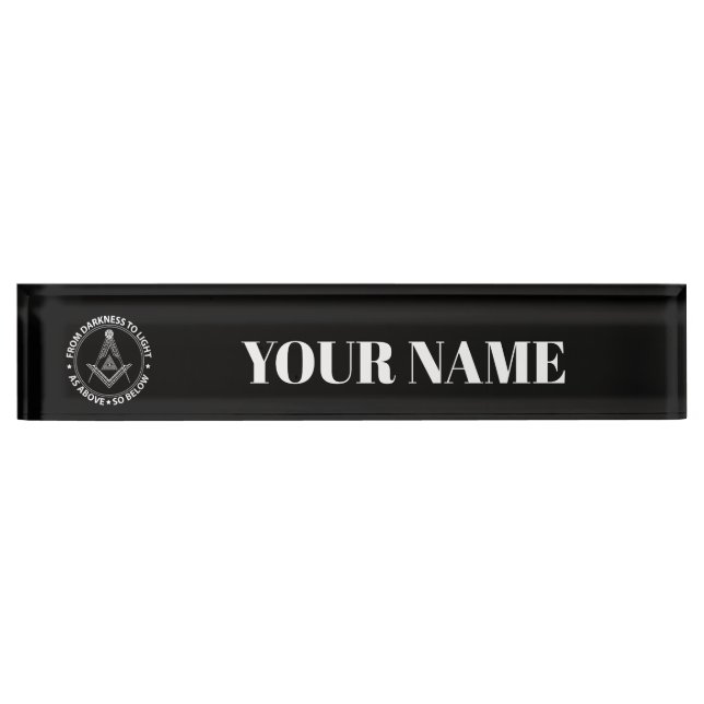 Porte-nom Pour Bureau symbole de la franc-maçonnerie (Devant)