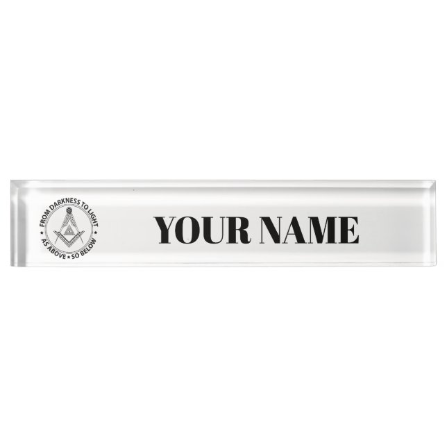 Porte-nom Pour Bureau symbole de la franc-maçonnerie (Devant)