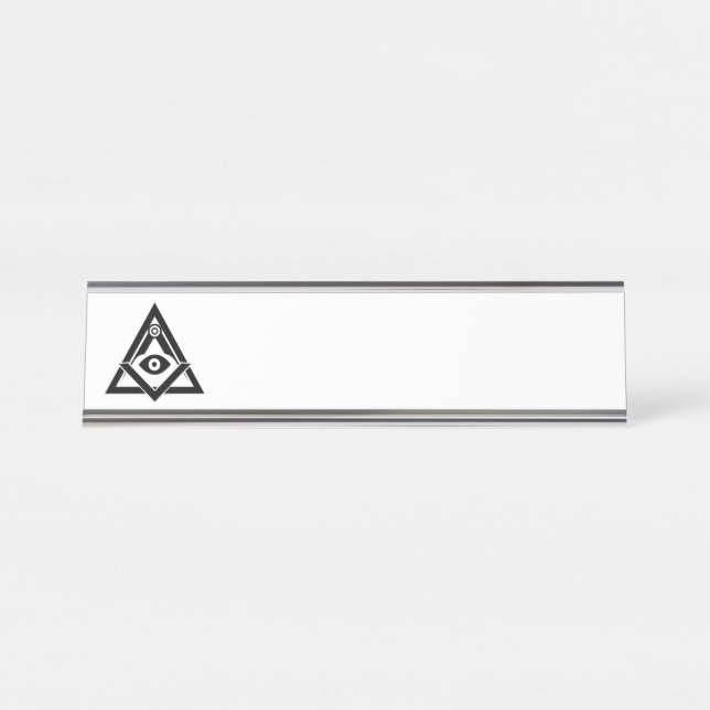 Porte-nom Pour Bureau symbole de la franc-maçonnerie (Devant)