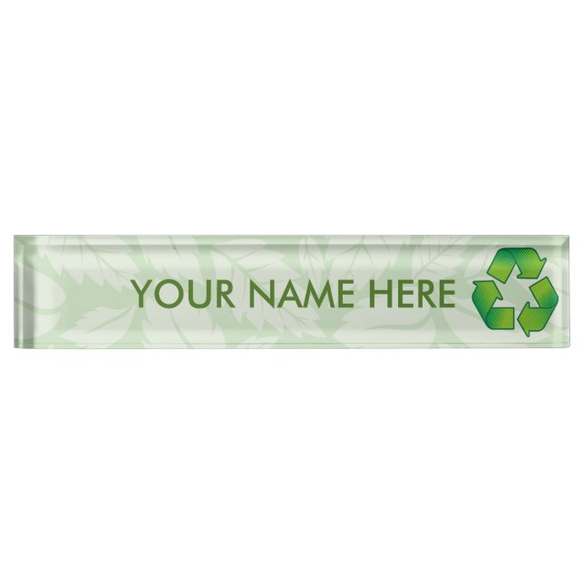 Porte-nom Pour Bureau Symbole de recyclage (Devant)