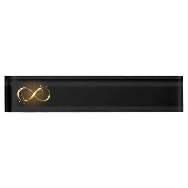 Porte-nom Pour Bureau Symbole d'infini doré (Devant)