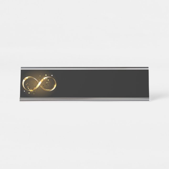 Porte-nom Pour Bureau Symbole d'infini doré (Devant)