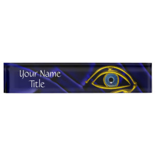 Porte-nom Pour Bureau Symbole d'or Oculiste Ophtalmique BLUE EYE Doctor