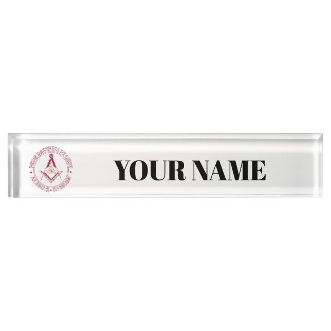 Porte-nom Pour Bureau Symbole franc-maçonnerie (Devant)