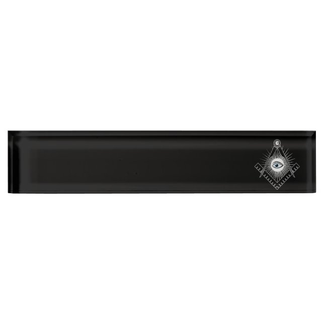 Porte-nom Pour Bureau Symbole franc-maçonnerie (Devant)