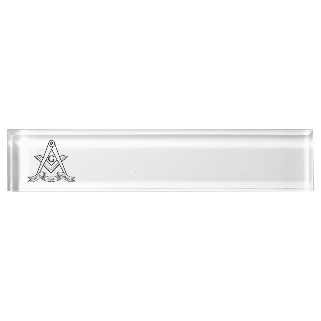 Porte-nom Pour Bureau Symbole franc-maçonnerie (Devant)