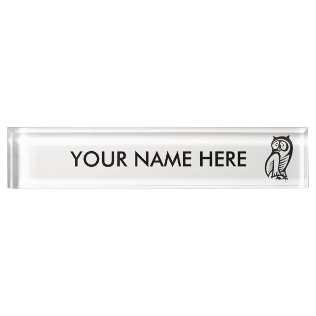 Porte-nom Pour Bureau Symbole hibou noir (Devant)
