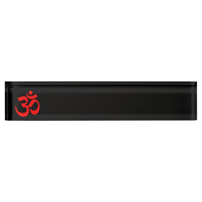 Porte-nom Pour Bureau Symbole Om noir et rouge (Devant)