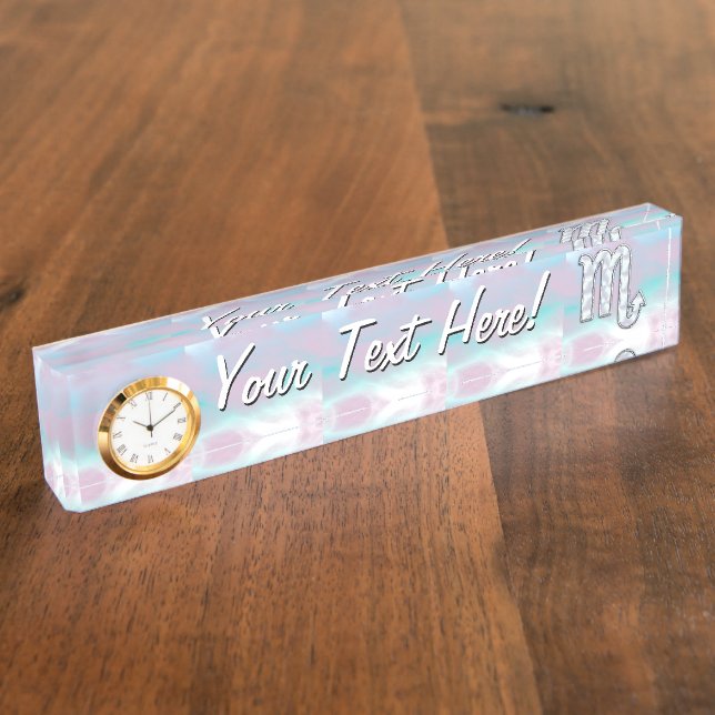 Porte-nom Pour Bureau Symbole Scorpio Zodiac en style perle (Taille)