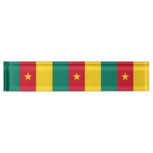 Porte-nom Pour Bureau Table patriotique avec Drapeau du Cameroun
