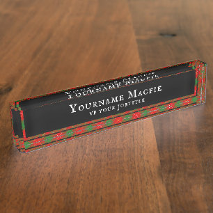 Porte-nom Pour Bureau Tartan MacPhie MacFie Clan Plaid