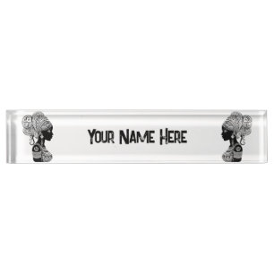 Porte-nom Pour Bureau Tatouage Tribal Portrait de Fille Africaine