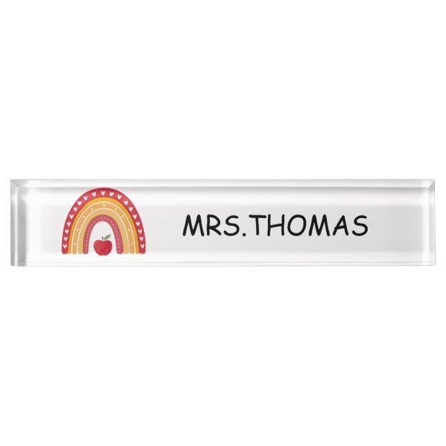 Porte-nom Pour Bureau Teacher Desk Nameplate – Rainbow Design (Devant)