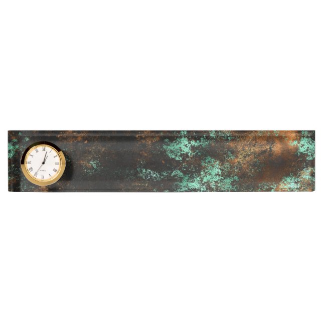 Porte-nom Pour Bureau Teal Cooper Patina Métallisé (Devant)