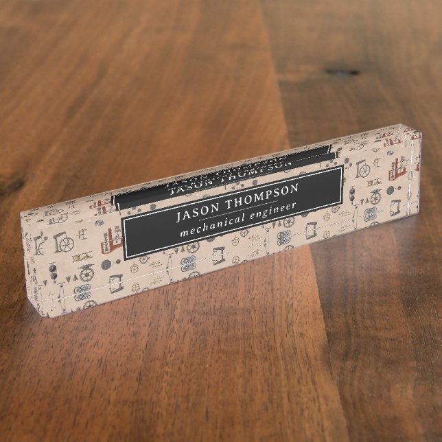 Porte-nom Pour Bureau Technique antique Mécanique Scientifique Personnal (Taille)