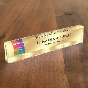 Porte-nom Pour Bureau Téléchargez votre logo Modèle moderne élégant Glam