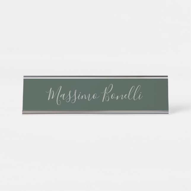Porte-nom Pour Bureau Tendance Celtique Vert Grisâtre Moderne Ajouter Vo (Devant)