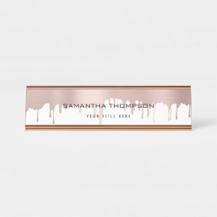 Porte-nom Pour Bureau Tendance Rose Rose Gold Metallic Drivers