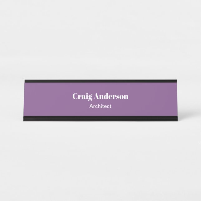 Porte-nom Pour Bureau Tendance violet professionnel Plain moderne élégan (Devant)