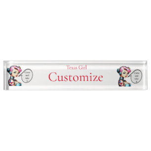 Porte-nom Pour Bureau Texas Girl Thunder_Cove