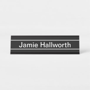Porte-nom Pour Bureau Texte personnalisable Bold Modern Black & White