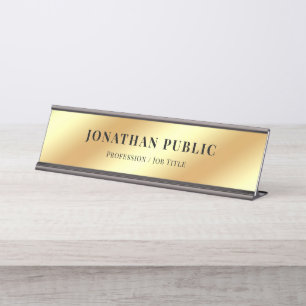 Porte-nom Pour Bureau Texte Personnalisé Moderne Élégant Modèle Glam Gol