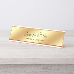 Porte-nom Pour Bureau Texte rose élégant de manuscrit de main de modè