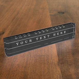Porte-nom Pour Bureau Texte Simple Et Bandes Minces