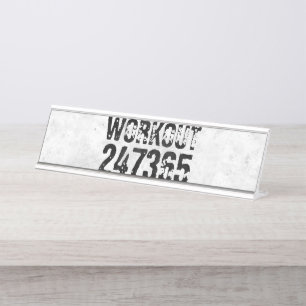 Porte-nom Pour Bureau Texte usé et rayé Workout 247365 rustique
