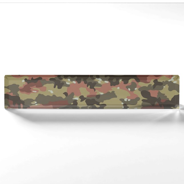 Porte-nom Pour Bureau Texture camouflage marron (Devant)