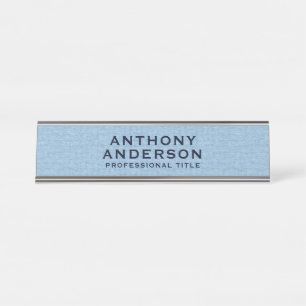 Porte-nom Pour Bureau Texture de tissu bleu clair