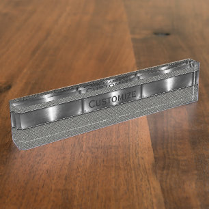 Porte-nom Pour Bureau Texture métallique en acier simple
