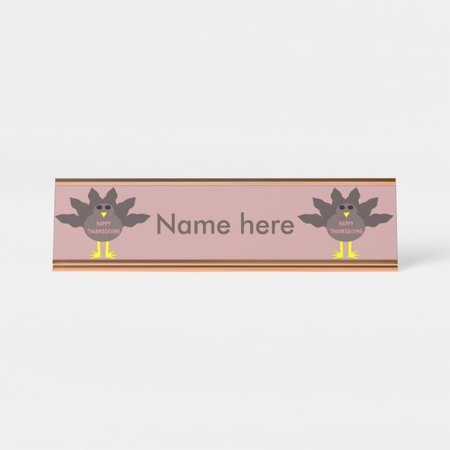 Porte-nom Pour Bureau Thanksgiving Pluced Turkey (Devant)