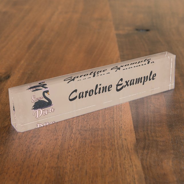 Porte-nom Pour Bureau The black swan, queen of the water. (Taille)