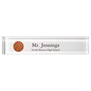 Porte-nom Pour Bureau Thème de basket-ball personnalisé pour les enseign