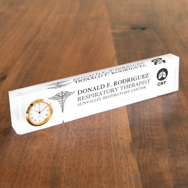 Porte-nom Pour Bureau Thérapeute respiratoire du pulmonologue | (Taille)