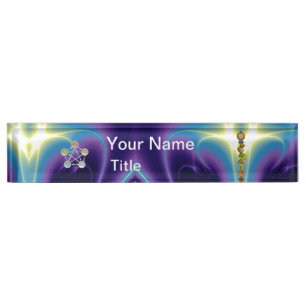 PORTE-NOM POUR BUREAU TIGE D'ASCLEPIUS, 7 CHAKRAS, YOGA, ÉNERGIE