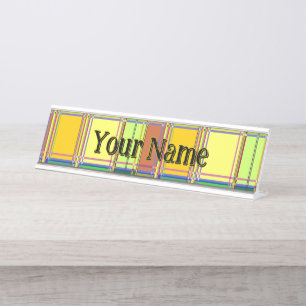 Porte-nom Pour Bureau Tissu coloré des Caraïbes Madras Tartan