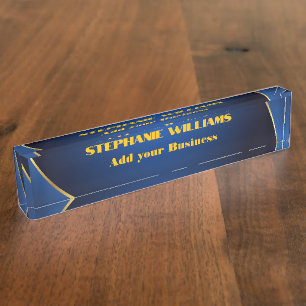 Porte-nom Pour Bureau Titre de nom de bureau moderne professionnel bleu