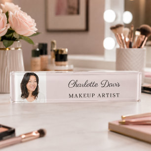 Porte-nom Pour Bureau Titre de nom de femme photo rose